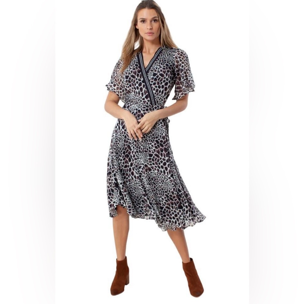 Hale Bob Wrap Dress Mob Wife Flowy Animal Print Dark Romantic Grunge